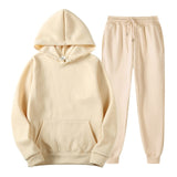 Tracksuit Men Fashion Hoodies Men Suits Solid Sets Men Sweatshirts+Sweatpants Spring Autumn Fleece Hooded Pullover 2 Pieces Set aidase-shop