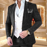 Aidase New Luxury Men Wedding Suits Pink 3 Pieces Custom Groom Suit Dress Tuxedo Slim fit Jacquard Blazer Double Breasted Vest Pant Set aidase-shop