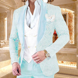 Aidase New Luxury Men Wedding Suits Pink 3 Pieces Custom Groom Suit Dress Tuxedo Slim fit Jacquard Blazer Double Breasted Vest Pant Set aidase-shop