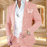 Aidase New Luxury Men Wedding Suits Pink 3 Pieces Custom Groom Suit Dress Tuxedo Slim fit Jacquard Blazer Double Breasted Vest Pant Set aidase-shop