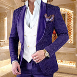 Aidase New Luxury Men Wedding Suits Pink 3 Pieces Custom Groom Suit Dress Tuxedo Slim fit Jacquard Blazer Double Breasted Vest Pant Set aidase-shop