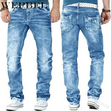 Mandylandy Men's Fashion Jeans Ripped Jeans Slim Fit Denim Pleated Jeans Male Straight Retro Tide Pants Jeans for Men aidase-shop