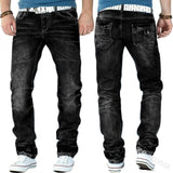 Mandylandy Men's Fashion Jeans Ripped Jeans Slim Fit Denim Pleated Jeans Male Straight Retro Tide Pants Jeans for Men aidase-shop