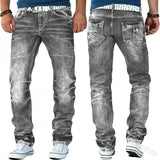 Mandylandy Men's Fashion Jeans Ripped Jeans Slim Fit Denim Pleated Jeans Male Straight Retro Tide Pants Jeans for Men aidase-shop