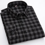 Aidase Men's Fashion 100% Cotton Brushed Flannel Striped Shirts Single Pocket Long Sleeve Youthful Soft Casual Plaid Checkered Shirt aidase-shop
