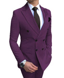 Aidase 2021 New Beige Men's Suit 2 Pieces Double-Breasted Notch Lapel Flat Slim Fit Casual Tuxedos For Wedding(Blazer+Pants) aidase-shop