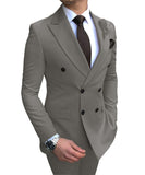 Aidase 2021 New Beige Men's Suit 2 Pieces Double-Breasted Notch Lapel Flat Slim Fit Casual Tuxedos For Wedding(Blazer+Pants) aidase-shop