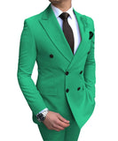 Aidase 2021 New Beige Men's Suit 2 Pieces Double-Breasted Notch Lapel Flat Slim Fit Casual Tuxedos For Wedding(Blazer+Pants) aidase-shop
