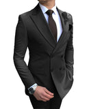Aidase 2021 New Beige Men's Suit 2 Pieces Double-Breasted Notch Lapel Flat Slim Fit Casual Tuxedos For Wedding(Blazer+Pants) aidase-shop
