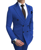 Aidase 2021 New Beige Men's Suit 2 Pieces Double-Breasted Notch Lapel Flat Slim Fit Casual Tuxedos For Wedding(Blazer+Pants) aidase-shop