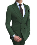 Aidase 2021 New Beige Men's Suit 2 Pieces Double-Breasted Notch Lapel Flat Slim Fit Casual Tuxedos For Wedding(Blazer+Pants) aidase-shop