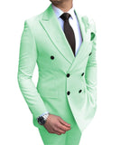 Aidase 2021 New Beige Men's Suit 2 Pieces Double-Breasted Notch Lapel Flat Slim Fit Casual Tuxedos For Wedding(Blazer+Pants) aidase-shop