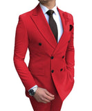 Aidase 2021 New Beige Men's Suit 2 Pieces Double-Breasted Notch Lapel Flat Slim Fit Casual Tuxedos For Wedding(Blazer+Pants) aidase-shop