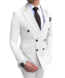 Aidase 2021 New Beige Men's Suit 2 Pieces Double-Breasted Notch Lapel Flat Slim Fit Casual Tuxedos For Wedding(Blazer+Pants) aidase-shop