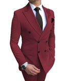 Aidase 2021 New Beige Men's Suit 2 Pieces Double-Breasted Notch Lapel Flat Slim Fit Casual Tuxedos For Wedding(Blazer+Pants) aidase-shop