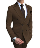 Aidase 2021 New Beige Men's Suit 2 Pieces Double-Breasted Notch Lapel Flat Slim Fit Casual Tuxedos For Wedding(Blazer+Pants) aidase-shop