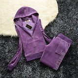 Spring/Fall 2021 Women's Brand Velvet Fabric Tracksuits Velour Suit Women Track Suit Hoodies And Pants fat sister sportswear aidase-shop