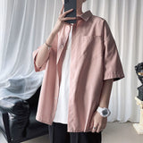 Aidase Men's Solid Color Shirts 2021 Fashion Woman Short Sleeve Shirt Casual Oversize Tops Male Clothing aidase-shop