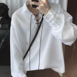 Aidase chic blouses design blouse Women clothes Korean style ascetic ssystem tops drawstring top stitching v-neck male pullover top aidase-shop