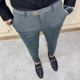 Aidase Spring 2021 Men Pants Korean Slim Fit Men Casual Ankle Length Pants Streetwear Men High Quality Black Gray Dress Suit Pant Man aidase-shop