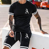 WENYUJH Casual Sportswear Running Men Set Sporting Suits Short Sleeve Men's T-shirt + Sports Shorts Quick Drying 2 Piece Clothes aidase-shop
