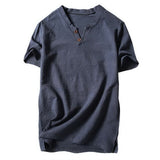 SHUJIN New Mens Spring Summer Casual Shirt Short Sleeve Cotton Linen Shirts Men Loose Collar Button Shirt silk Chemise Homme aidase-shop