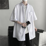 Men's Solid Color Shirts 2021 Summer Fashion Woman Short Sleeve Shirt Casual Oversize Tops Male Clothing aidase-shop