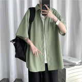 Men's Solid Color Shirts 2021 Summer Fashion Woman Short Sleeve Shirt Casual Oversize Tops Male Clothing aidase-shop