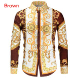 Wholesale Luxury Royal Shirt Men Casual Slim Fit Long Sleeve Men Paisley Print Shirt Manga Longa Prom Party Shirt aidase-shop