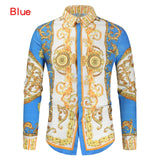 Wholesale Luxury Royal Shirt Men Casual Slim Fit Long Sleeve Men Paisley Print Shirt Manga Longa Prom Party Shirt aidase-shop