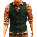 Men Vests Suit Vest Tweed Man Waistcoat Brown Black Groomman Wedding Clothing Jacket Victorian Style Steampunk Business 2021 aidase-shop