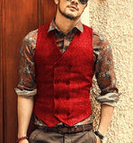 Men Vests Suit Vest Tweed Man Waistcoat Brown Black Groomman Wedding Clothing Jacket Victorian Style Steampunk Business 2021 aidase-shop