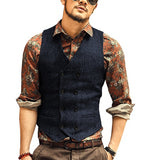 Men Vests Suit Vest Tweed Man Waistcoat Brown Black Groomman Wedding Clothing Jacket Victorian Style Steampunk Business 2021 aidase-shop