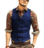 Men Vests Suit Vest Tweed Man Waistcoat Brown Black Groomman Wedding Clothing Jacket Victorian Style Steampunk Business 2021 aidase-shop