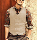 Men Vests Suit Vest Tweed Man Waistcoat Brown Black Groomman Wedding Clothing Jacket Victorian Style Steampunk Business 2021 aidase-shop