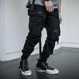 Ribbons Harem Joggers Men Cargo Pants Streetwear 2021 Hip Hop Casual Pockets Track Pants Male Harajuku Fashion Trousers aidase-shop