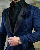 Aidase 2022 Custom size Jacquard Groomsmen white Groom Tuxedos Shawl Lapel Men Suits Wedding Prom Best Man Blazer Jacket with Pants Set aidase-shop