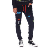 Men Black Jeans 2021 New Fashion High Waist Stretch Washed Denim Pencil Pants Skull Pattern Letter Printed Street Men Trousers aidase-shop