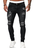 Fashion Men's Skinny Stretch Ripped Male Jeans Slim Fit Denim Trousers Streetwear Gradient White Black Skinny Jeans Men#r aidase-shop