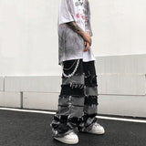 UNCLEDONJM Tassel Pants Men's Fashion Brand Pendant Wide Leg Hip Hop Lazy Wind Jeans Couple's Pants Loose jeans men N06 aidase-shop