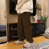 Aidase Man Casual Tie Leg Straight Pants Woman Corduroy Solid Color Oversize Trousers Man Warm Korean Streetwear Pants aidase-shop