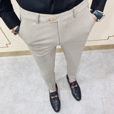 Aidase Spring 2021 Men Pants Korean Slim Fit Men Casual Ankle Length Pants Streetwear Men High Quality Black Gray Dress Suit Pant Man aidase-shop