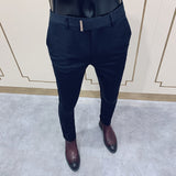 Aidase Spring 2021 Men Pants Korean Slim Fit Men Casual Ankle Length Pants Streetwear Men High Quality Black Gray Dress Suit Pant Man aidase-shop