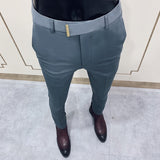 Aidase Spring 2021 Men Pants Korean Slim Fit Men Casual Ankle Length Pants Streetwear Men High Quality Black Gray Dress Suit Pant Man aidase-shop