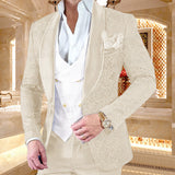 Aidase 2022 Custom size Jacquard Groomsmen white Groom Tuxedos Shawl Lapel Men Suits Wedding Prom Best Man Blazer Jacket with Pants Set aidase-shop