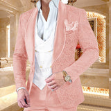 Aidase 2022 Custom size Jacquard Groomsmen white Groom Tuxedos Shawl Lapel Men Suits Wedding Prom Best Man Blazer Jacket with Pants Set aidase-shop