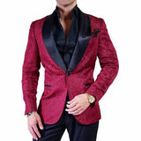 Aidase 2022 Custom size Jacquard Groomsmen white Groom Tuxedos Shawl Lapel Men Suits Wedding Prom Best Man Blazer Jacket with Pants Set aidase-shop
