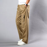 Summer Men's Khaki Pants Large Size Straight Fit Big Sizes 5XL Side Pockets Wide Leg Cotton Black Cargo Pants Work Trousers Male aidase-shop