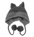 Aidase Cute Fox Ears Beanie Winter Warm 100% Handmade Knit Hat aidase-shop