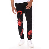 Men Black Washed Jeans 2021 New Fashion Personality Biker Slim Denim Pants Retro Trousers Skull Printed Design Street Jeans aidase-shop